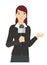 Female announcer/broadcaster. Simple flat illustration.