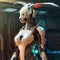 Female anthro bunny cybernetic robot hidden blades, generative AI