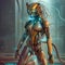 Female Anthro Lioness Cybernetic Robot, generative AI