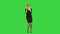 Female architect in hardhat making funny dancing on a Green Screen, Chroma Key