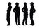 Female architects wearing uniforms silhouette set vector. Modern female workers with anonymous faces on a white background. Girl