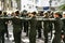 Female army officers are waiting for the start of the Brazilian independence day parade