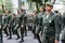 Female army soldiers are parading on the Brazilian independence day