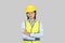 Female Asian Construction Worker and Engineer giving expressions and gestures of happiness and excitement