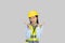 Female Asian Construction Worker and Engineer giving expressions and gestures of happiness and excitement