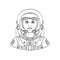 Female Astronaut Wearing a Space Helmet and Spacesuit Front Tattoo Style Black and White