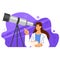 Female Astronomy Scientist Character Illustration