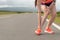 Female athlete ankle injury when running on road