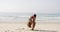 Female Athlete Doing Exercise On Beach