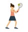Female athlete practicing tennis isolated icon design