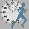 Female Athlete Runner Runs Against Stopwatch