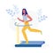 Female Athlete on Running Track Flat Illustration