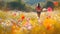 Female Athlete Running Through Wildflower Field AIG41