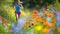 Female Athlete Running Through Wildflower Field AIG41