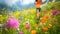 Female Athlete Running Through Wildflower Field AIG41