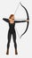 Female athlete shoot bow and arrow