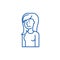 Female attentiveness line icon concept. Female attentiveness flat  vector symbol, sign, outline illustration.