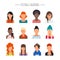 Female avatar icons vector set. People characters in flat style. Design elements on background.