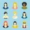 Female avatars. Flat design vector icons set