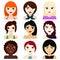 Female avatars.hairstyles, eyes and mouths