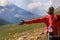 Female backpacker in the mountains