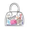 Female bag with contents. Cosmetic accessories and personal item