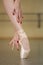 Female ballerina in pointe shoes