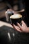 Female Barista\'s Hands with Perfect Cappuccino