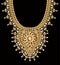 female beaded necklace with pearls and gold brooches