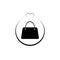 Female black handbag icon on white background