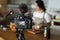 Female blogger recording cooking related broadcast at home