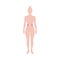Female body with anatomical icons of kidneys flat vector illustration isolated.