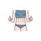 Female body with six pack abs and flat stomach, cartoon woman drawing giving thumbs up