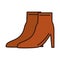 Female boots trendy accessory clothes line and fill icon