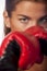 Female boxer closeup