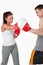 Female boxer listening to her instructor