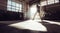 Female boxer training inside a boxing ring