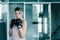 Female Boxer is Training Punch Boxing in Fitness Gym, Portrait of Sport Boxer Woman in Sportswear Exercised Practicing Boxing in