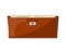 Female brown leather clutch isolated icon