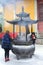 Female Buddhist prayers in the Lingyin temple, China