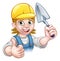 Female Builder Bricklayer Worker With Trowel Tool