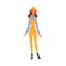 Female Building Worker Character Wearing Hard Hat Helmet and Overalls, Construction Engineer, Repair Worker Vector