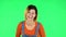 Female bursting with laughter being in positive. Green screen