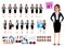 Female business characters set with office woman standing and talking