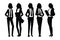 Female businessman full body silhouette vector standing. Female accountants and businessmen with anonymous faces on a white