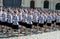 Female cadets of the Moscow University of the Ministry of internal Affairs of Russia at the dress rehearsal of the parade on red s