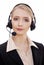 Female call center employee with headset