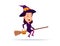 Female celebrate halloween wears witch costume. Happy Halloween Day