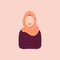 Female character designs wearing hijab in trendy, popular and modern styles. Various avatars of Muslim female characters are