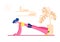 Female Character in Perfect Physical Shape Doing Fitness, Yoga or Aerobics Exercises at Home, Plank Training
